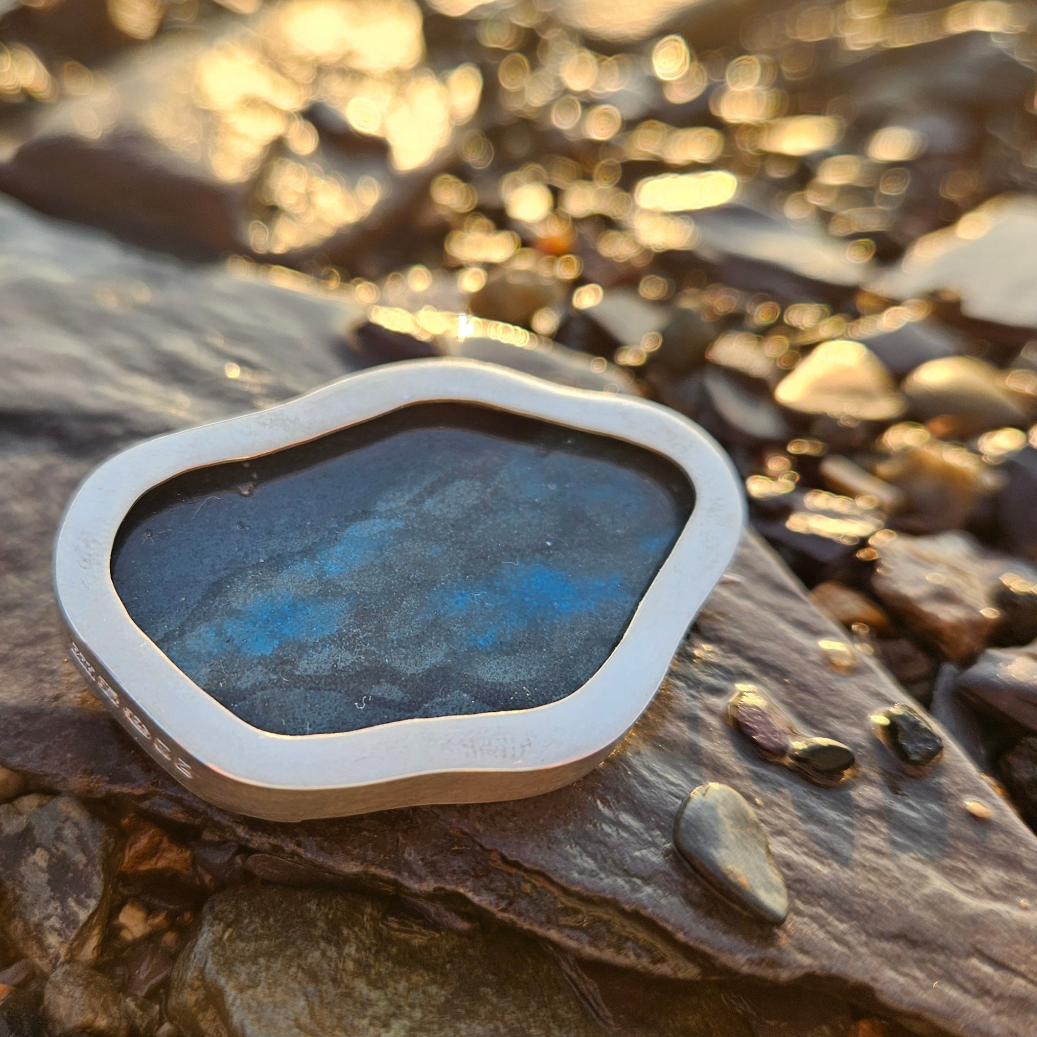 Basse-Taille Enamelled Sterling Silver Llwybr Brooch